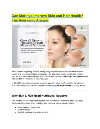 Can Moringa Improve Skin and Hair Health? The Ayurvedic Answer