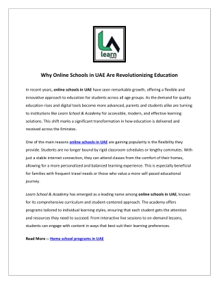 Why Online Schools in UAE Are Revolutionizing Education