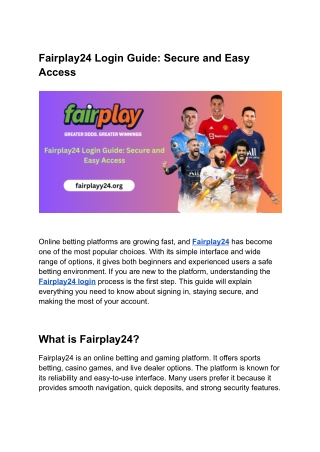 Fairplay24 Login Guide: Secure and Easy Access