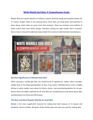 White Marble God Idols A Comprehensive Guide