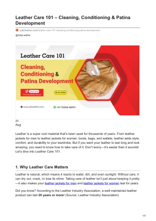 zafyleather.com-Leather Care 101  Cleaning Conditioning  Patina Development