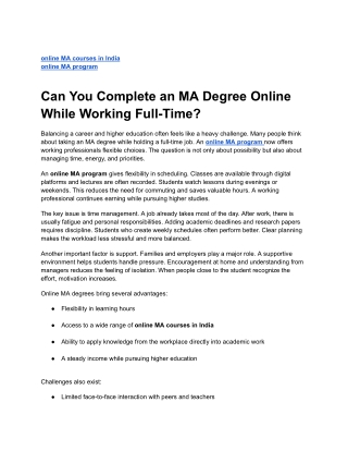 Can You Complete an MA Degree Online While Working Full-Time_