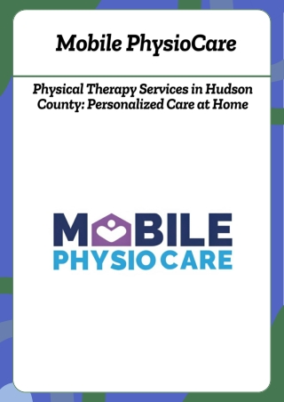 Physical Therapy Services in Hudson County Personalized Care at Home