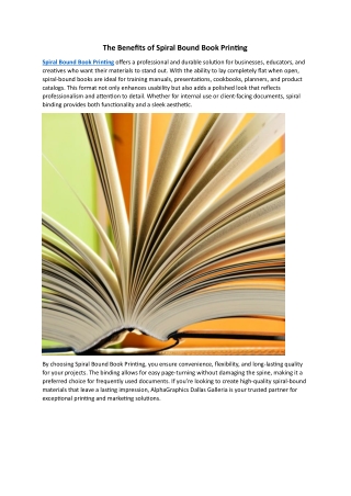 The Benefits of Spiral Bound Book Printing