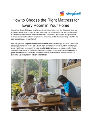 How to Choose the Right Mattress for Every Room in Your Home