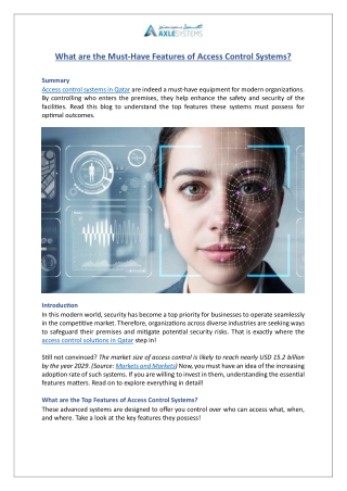 Must-Have Features in Access Control Solutions  Axle Systems