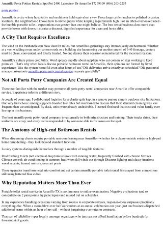 Amarillo's A lot of Relied on Portable Toilet Rental Service Revealed!