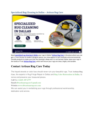 Specialized Rug Cleaning in Dallas