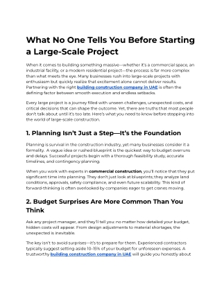 What No One Tells You Before Starting a Large-Scale Project