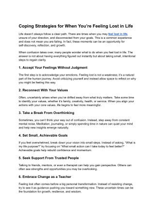 Coping Strategies for When You’re Feeling Lost in Life