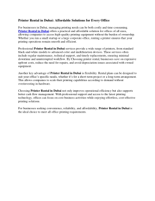 Printer Rental Services in Dubai