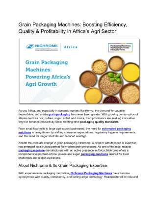 Grain Packaging Machines: Boosting Efficiency, Quality & Profitability in Africa