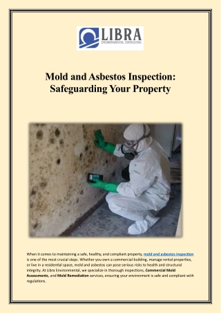 Mold and Asbestos Inspection Safeguarding Your Property