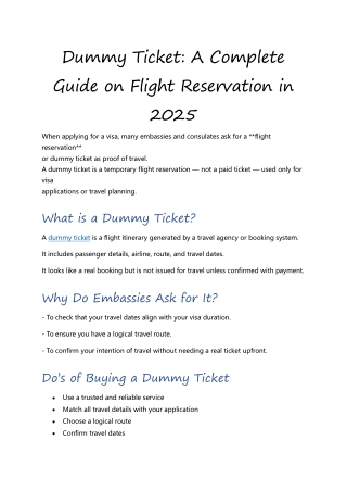Dummy Ticket for Visa | Fast & Reliable Flight Reservations.PDF