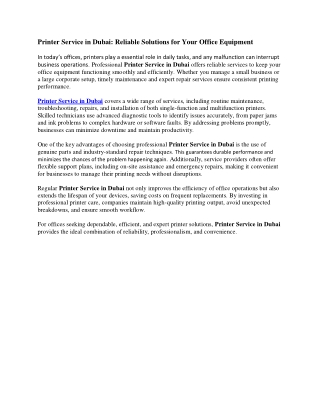 Printer Service in Dubai