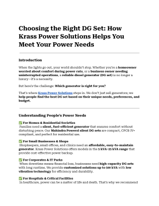 Choosing the Right DG Set_ How Krass Power Solutions Helps You Meet Your Power Needs-28-08-2025