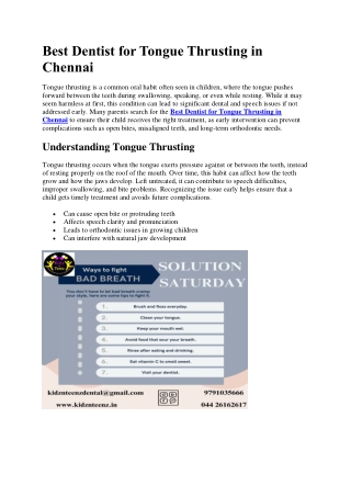 Best Dentist for Tongue Thrusting in Chennai