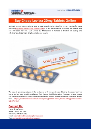 Buy Cheap Levitra 20mg Tablets Online