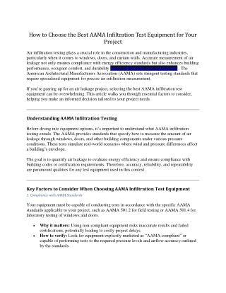 Innovative AAMA Infiltration Test Equipment: Features and Benefits Explained