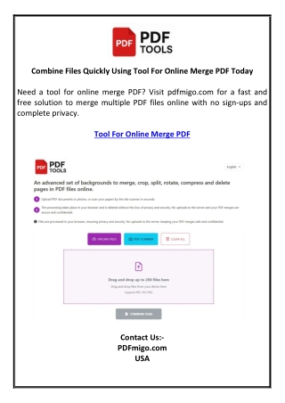 Combine Files Quickly Using Tool For Online Merge PDF Today