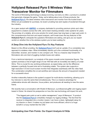 Hollyland Released All New Pyro 5 Wireless Video Transceiver Monitor