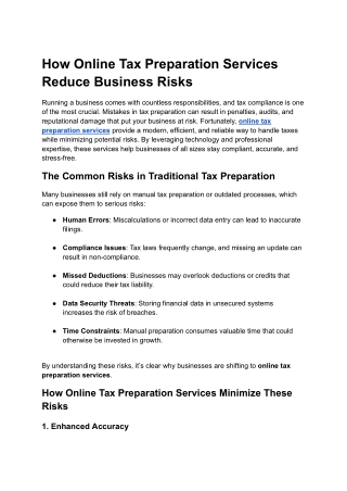 How Online Tax Preparation Services Reduce Business Risks