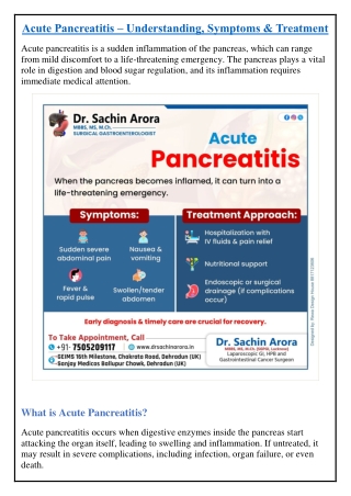 Acute Pancreatitis – Understanding, Symptoms & Treatment