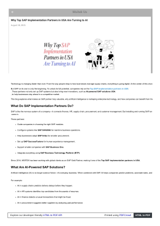 AI-Powered SAP Solutions in the USA: Driving Intelligent Business Transformation