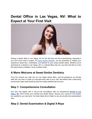 Dental Office in Las Vegas, NV_ What to Expect at Your First Visit