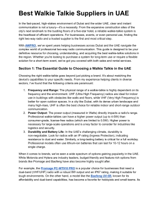 Best Walkie Talkie Suppliers in UAE