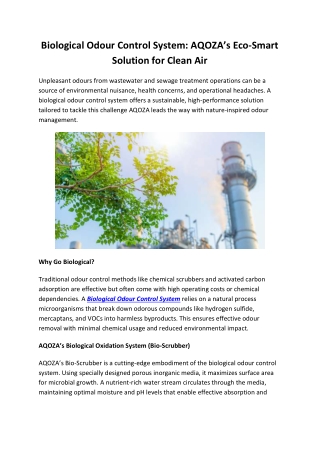 Biological Odour Control System