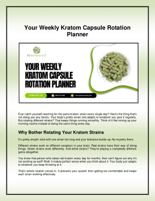 Your Weekly Kratom Capsule Rotation Planner