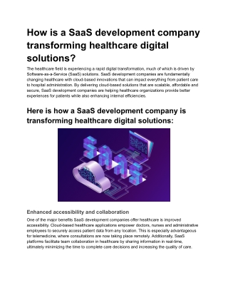 How is a SaaS development company transforming healthcare digital solutions?
