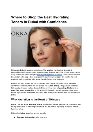 Best Hydrating Toners in Dubai