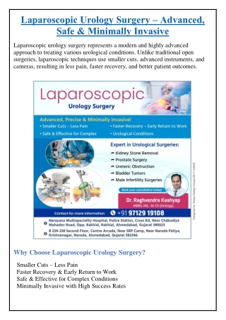 Laparoscopic Urology Surgery – Advanced, Safe & Minimally Invasive