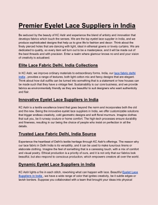 Premier Eyelet Lace Suppliers in India