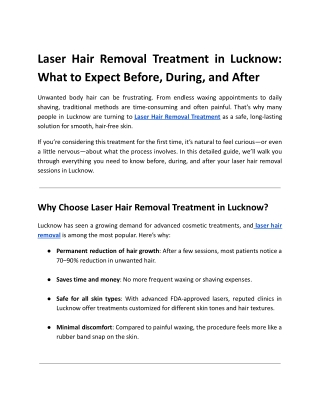Laser Hair Removal Treatment in Lucknow