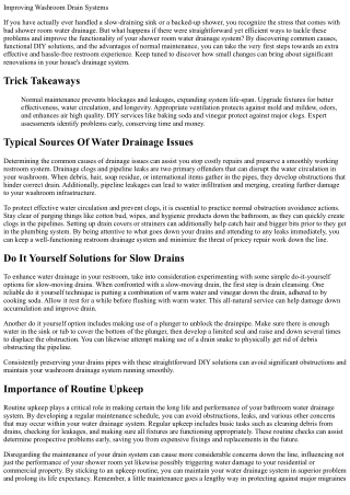 Improving Washroom Drain Solutions