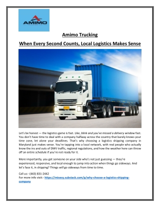 Reliable Logistics Shipping Company in Maryland You Can Trust