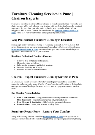 furniture cleaning services in Pune