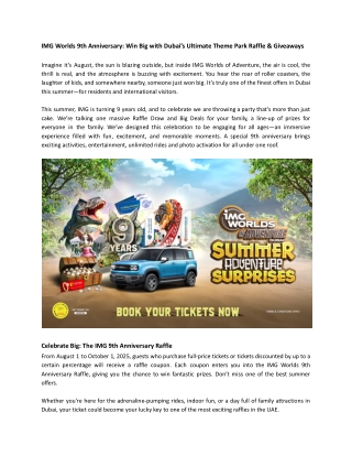 IMG Worlds 9th Anniversary_ Win Big with Dubai’s Ultimate Theme Park Raffle & Giveaways