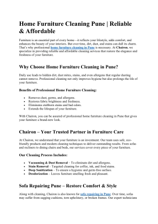 home furniture cleaning in Pune