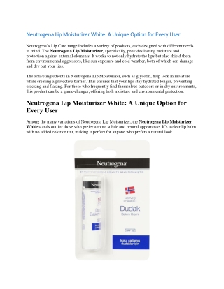 Neutrogena Lip Moisturizer