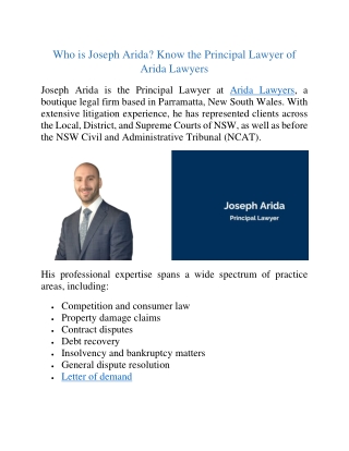 Get to Know Joseph Arida of Arida Lawyers Parramatta