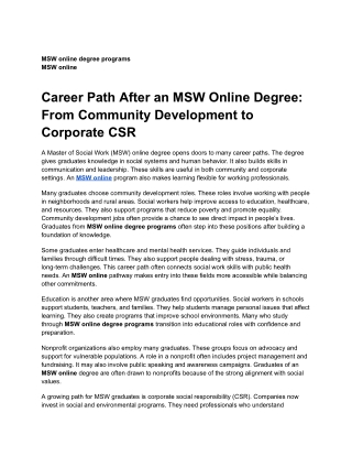 Career Path After an MSW Online Degree_ From Community Development to Corporate CSR