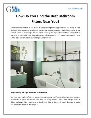 How Do You Find the Best Bathroom Fitters Near You