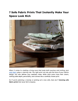 7 Sofa Fabric Prints That Instantly Make Your Space Look Rich