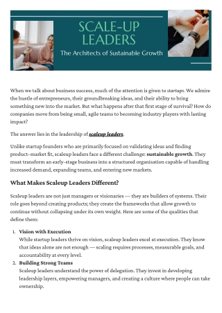 Scaleup Leaders The Architects of Sustainable Growth
