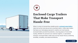 Enclosed Cargo Trailers That Make Transport Hassle-Free