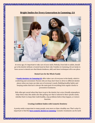 Bright Smiles for Every Generation in Cumming, GA